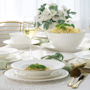 Serwis obiadowy na 6 osób porcelanowy złota linia MESYNA GOLD