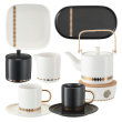 Serwis kawowy porcelanowy na 6 osób GAJA Black & White II 1