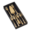 Zestaw widelczyków do ciasta z łopatką dla 6 osób ANTIQUE GOLD 6