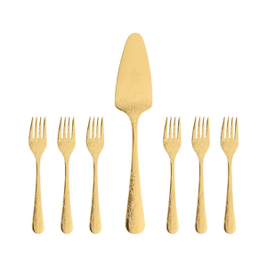 Zestaw widelczyków do ciasta z łopatką dla 6 osób ANTIQUE GOLD