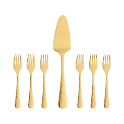 Zestaw widelczyków do ciasta z łopatką dla 6 osób ANTIQUE GOLD
