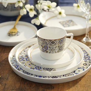 Serwis obiadowo kawowy porcelanowy na 6 osób AZULEA