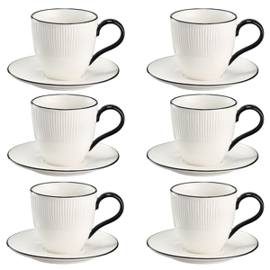 Komplet filiżanek porcelanowych 220 ml 6 sztuk BONITA BLACK New