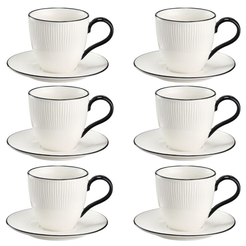 Komplet filiżanek porcelanowych 220 ml 6 sztuk BONITA BLACK New