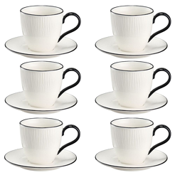 Komplet filiżanek porcelanowych 220 ml 6 sztuk BONITA BLACK New