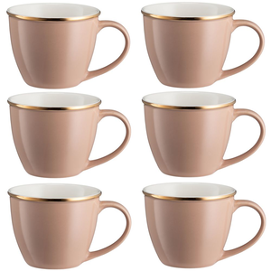 Komplet filiżanek porcelanowych jumbo 550 ml 6 sztuk CYNAMON