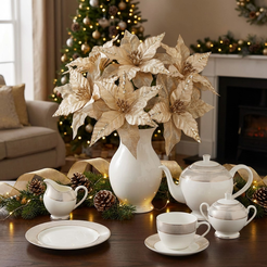 Gałązka świąteczna gwiazda betlejemska złota 45 cm