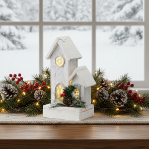 Dekoracja świąteczna LED domek biały 26 cm SAN NICOLA