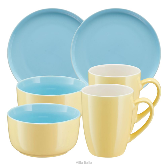 Zestaw śniadaniowy dla 2 osób żółto-niebieski