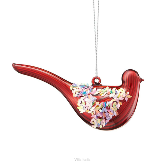 bombka choinkowa szklana w kształcie ptaszka