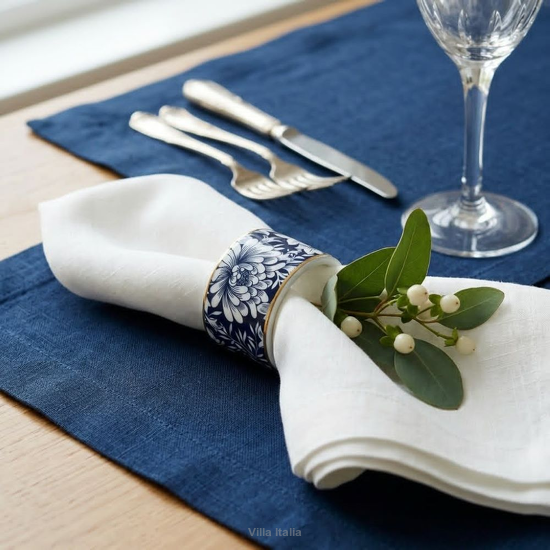 Obrączka na serwetkę porcelanowa granatowa UNICO 1