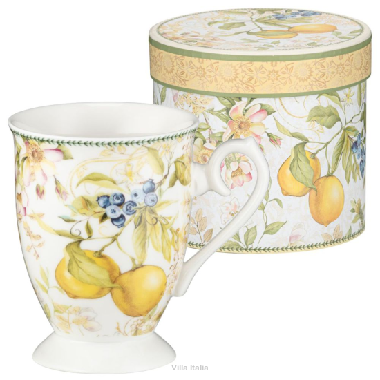 Kubek porcelanowy dekorowany na stopce 300 ml LEMON