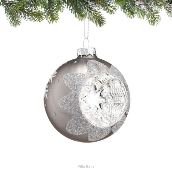 Bombka REFLEKTOR szara w gwiazdki 8 cm