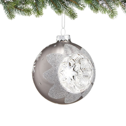 Bombka REFLEKTOR szara w gwiazdki 8 cm