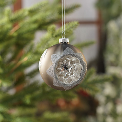 Bombka REFLEKTOR szara w gwiazdki 8 cm