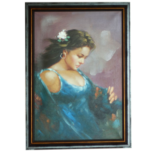 Obraz Kobieta w niebieskiej sukni 50 x 70 cm