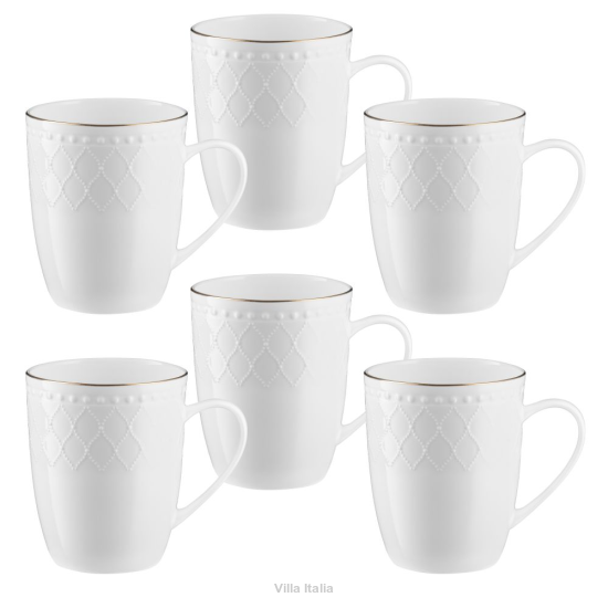 Zestaw kubków porcelanowych 350 ml 6 sztuk ROMA GOLD