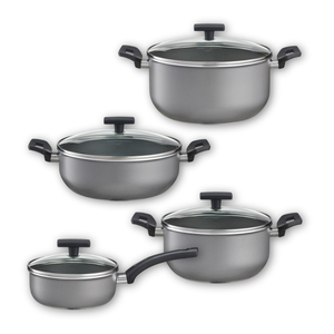 Zestaw garnków z pokrywkami 8 elementów GREY