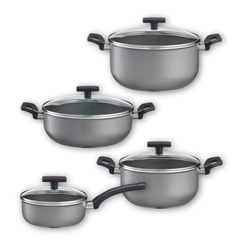 Zestaw garnków z pokrywkami 8 elementów GREY