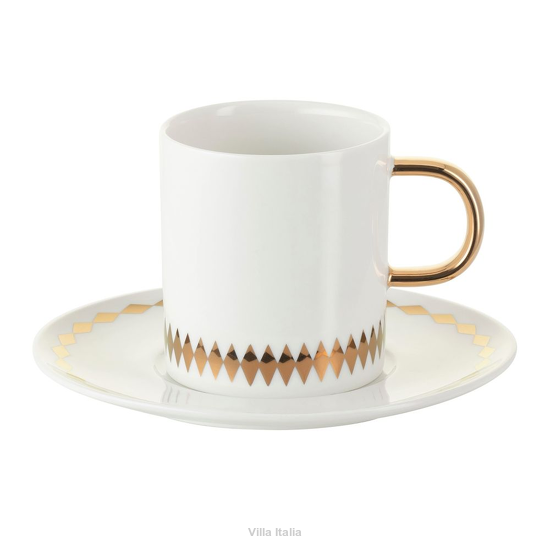 Filiżanka do kawy porcelanowa ze złotym uchwytem