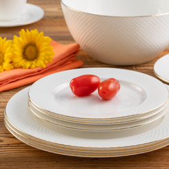 Serwis obiadowy porcelanowy na 12 osób z wazą BARI GOLD