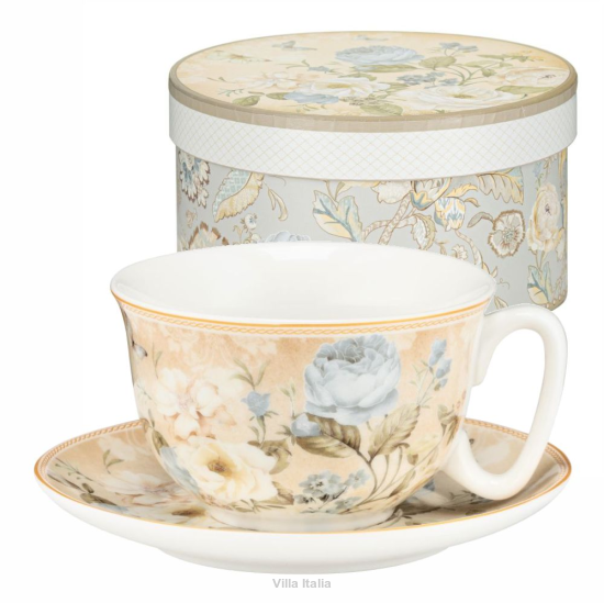 Filiżanka do herbaty porcelanowa 300 ml ze spodkiem EMILY