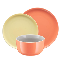 Zestaw obiadowy Komplet talerzy na 6 osób BORNEO orange-yellow-grey