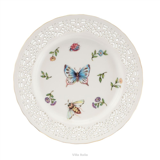 Elegancki talerzyk deserowy z kremowej porcelany ze złotą linią