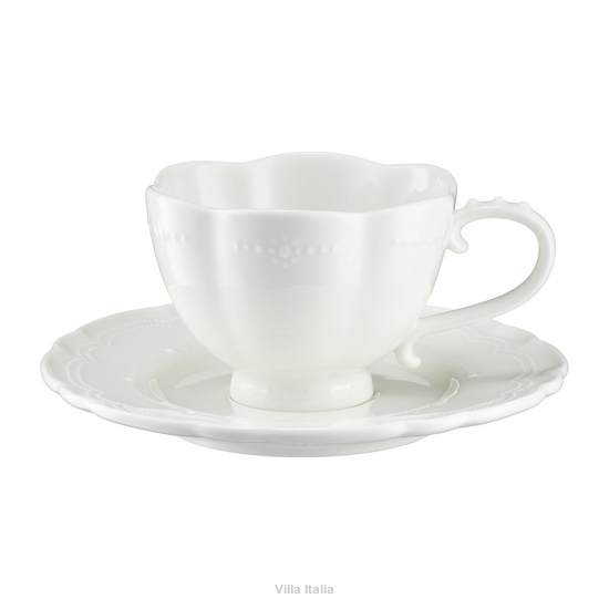 Filiżanka porcelanowa ze spodkiem, z wypukłym wzorem