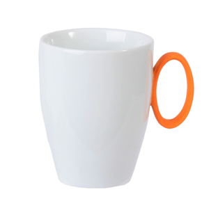 Kubek porcelanowy 350 ml z pomarańczowym uchem SUNNY