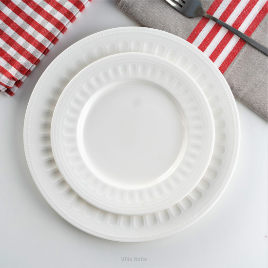 Serwis obiadowy Komplet talerzy na 12 osób porcelanowy MESYNA WHITE