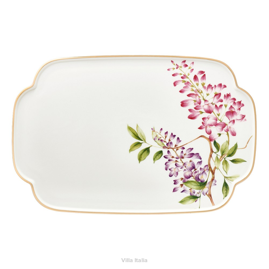 porcelanowa patera do ciasta z kwiatowym wzorem