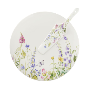 Patera na ciasto z łopatką 31 cm porcelanowa VIOLA