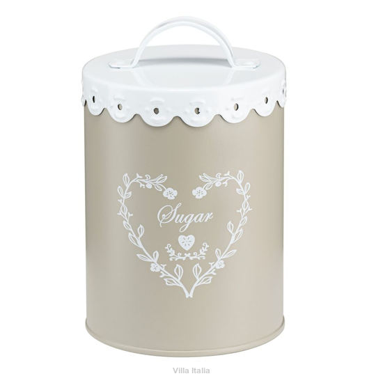 Pojemnik na cukier metalowy okrągły wysokość 15 cm LACE