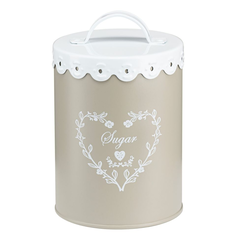 Pojemnik puszka na cukier metalowy okrągły wysokość 15 cm LACE