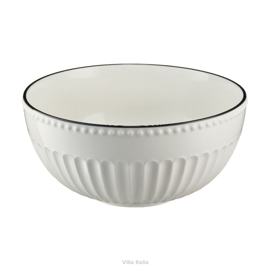 porcelanowa salaterka biała z czarną obwódką do sałatek Villa Italia