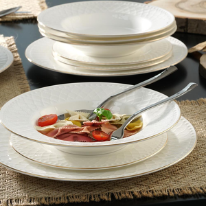 Serwis obiadowo kawowy porcelanowy na 12 osób ROMA GOLD
