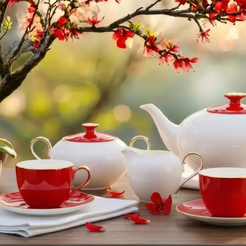 Serwis kawowy na 6 osób porcelanowy Zestaw prezentowy Lady In Red