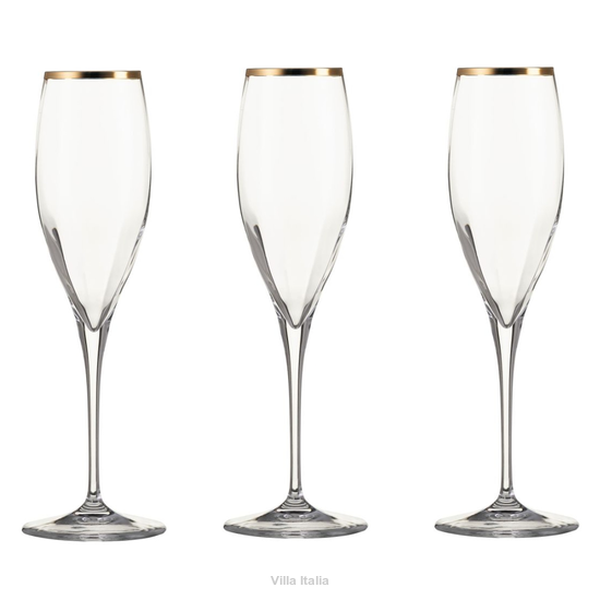 Komplet kieliszków do szampana ze złotym paskiem