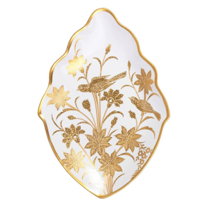 Talerz dekoracyjny porcelanowy 32 cm zdobiony złotem CESARE