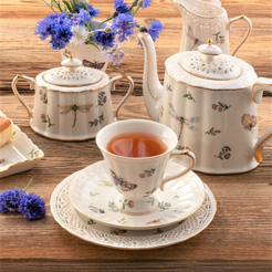 Serwis do kawy herbaty porcelanowy na 12 osób LEDA IVORY