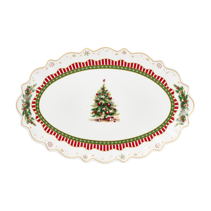 Półmisek świąteczny owalny 35,5 cm porcelanowy CHRISTMAS TREE