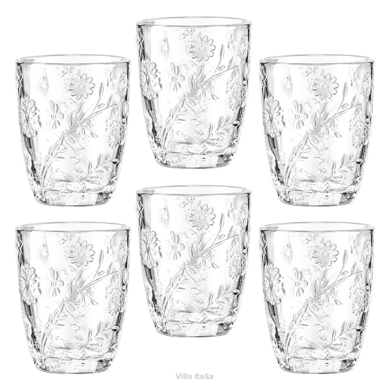 Komplet szklanek w kwiaty