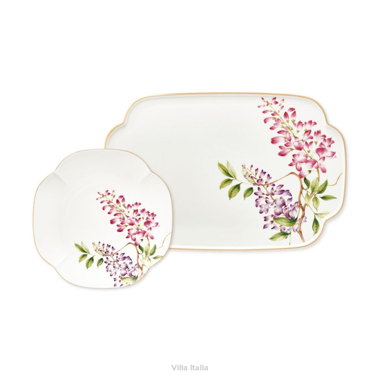 kwiatowy serwis do ciasta porcelanowy