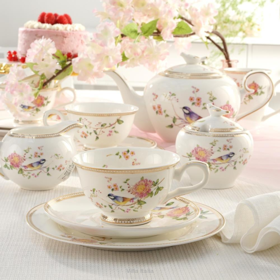 Serwis do herbaty na 6 osób porcelanowy Zestaw prezentowy BEL FIORE