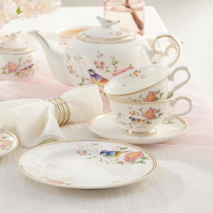 Serwis do herbaty na 6 osób porcelanowy Zestaw prezentowy BEL FIORE