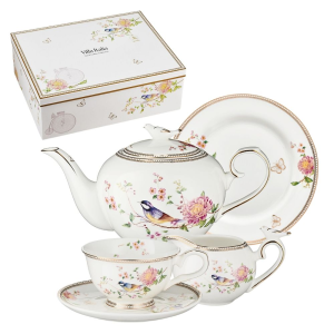 Serwis do herbaty na 6 osób porcelanowy Zestaw prezentowy BEL FIORE