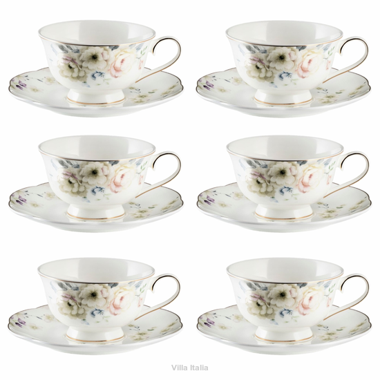 elegancki zestaw filiżanek porcelanowych do herbaty