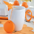 Kubek porcelanowy z zaparzaczem silikonowym pomarańczowym 350 ml SUNNY 1