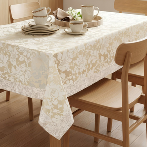 Obrus 140 x 240 cm złoto beżowy żakardowy MARTA